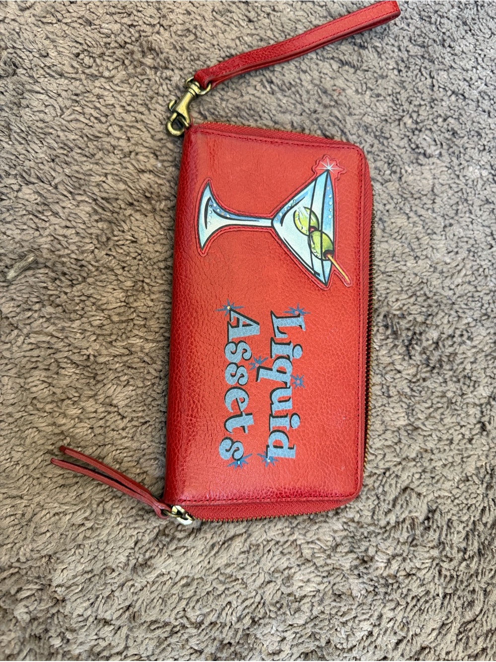 Retro Isabella Fiore Red 'Liquid Assets' Wristlet Wallet leather